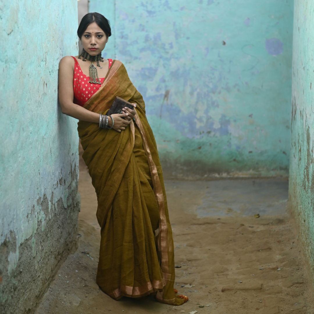 Sand Handloom Linen Saree Thumbnail