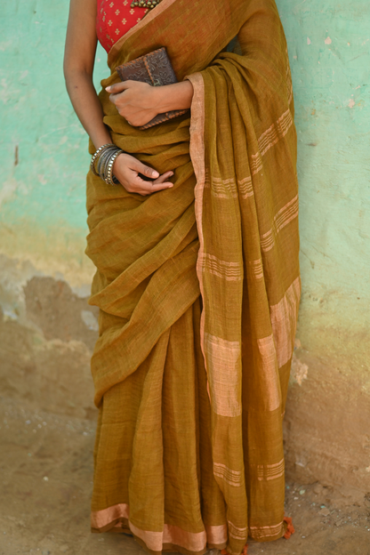Sand Handloom Linen Saree