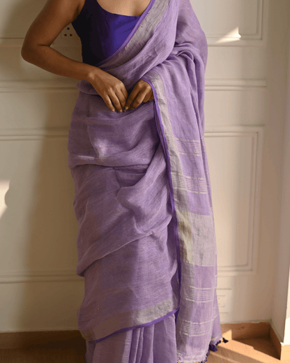 Amethyst Handloom Linen Saree