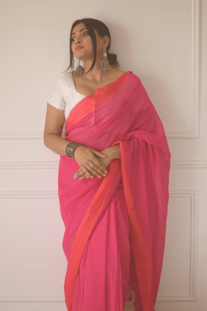 Flamingo Mulmul Saree - Mayin India 