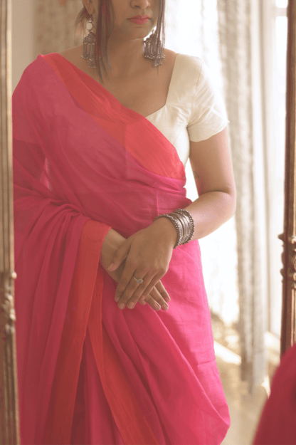 Flamingo Mulmul Saree - Mayin India 