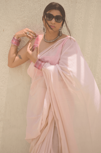 Tea Rose Mulmul Saree - Mayin India 