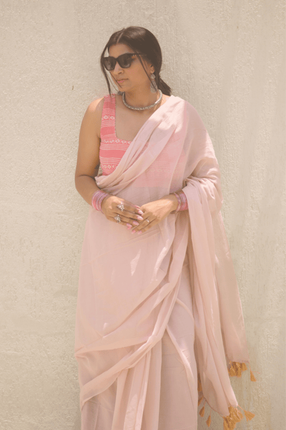 Tea Rose Mulmul Saree - Mayin India 