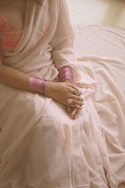 Tea Rose Mulmul Saree - Mayin India 