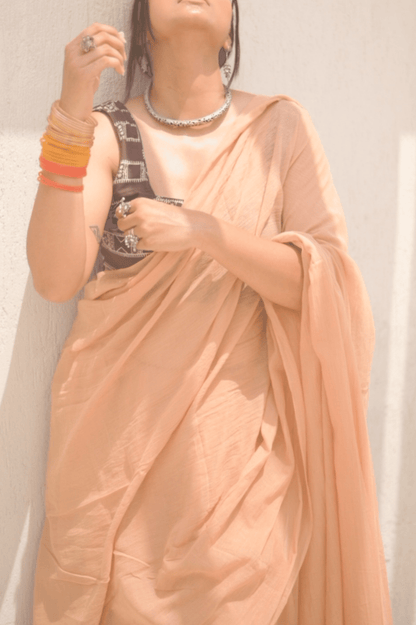 Dusty Rose Mulmul Saree - Mayin India 