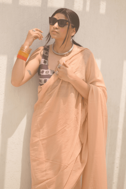 Dusty Rose Mulmul Saree - Mayin India 