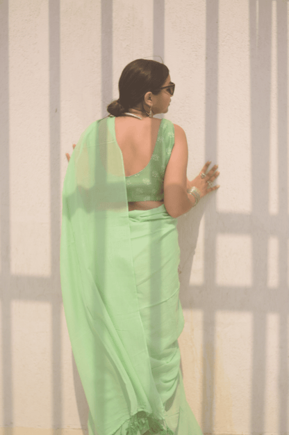 Mint Meadow Mulmul Saree - Mayin India 