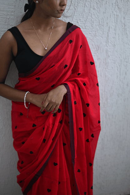 Red Heart Mul Saree