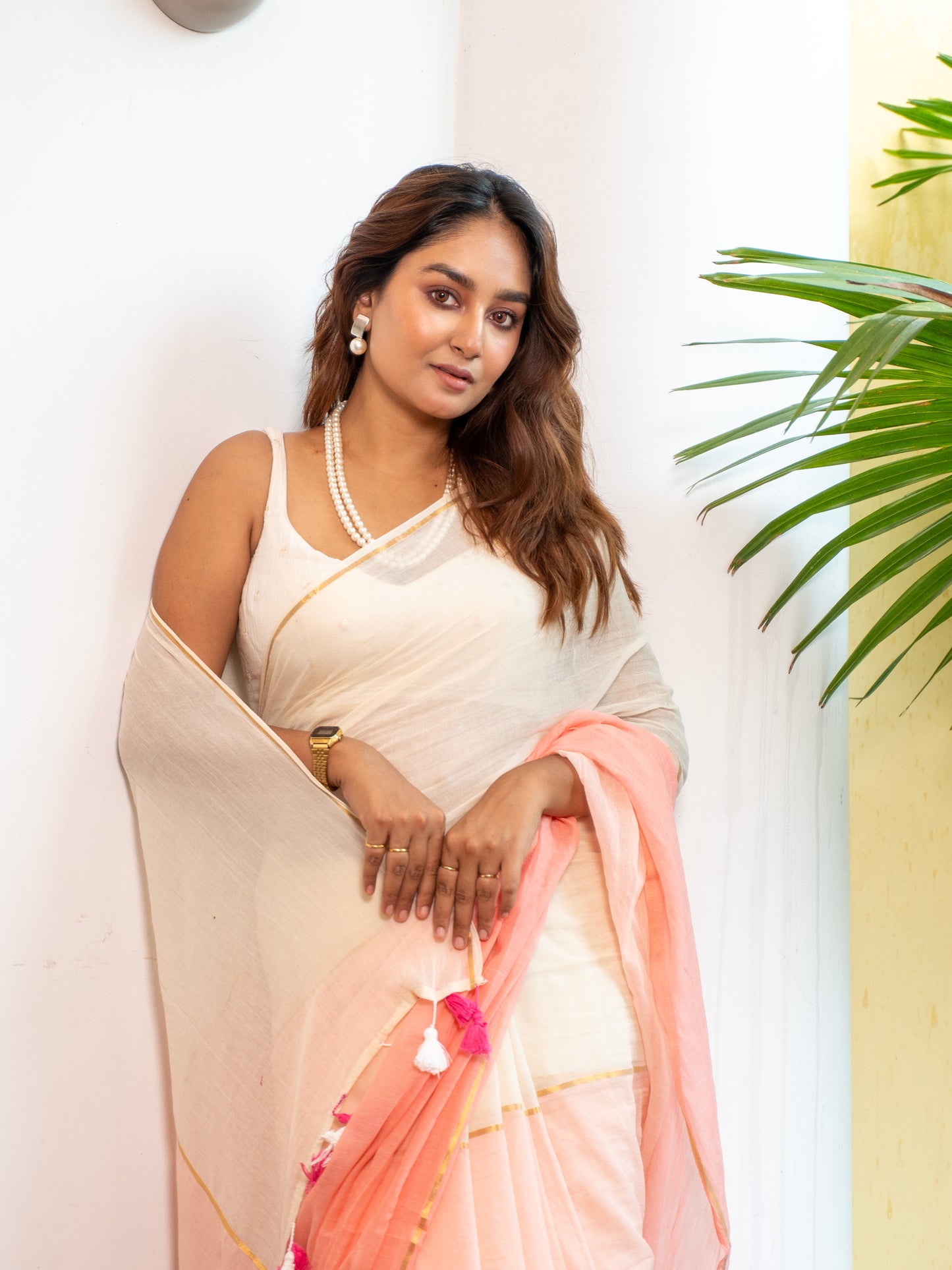 Raabta - Pink Striped Mul Cotton Zari Saree