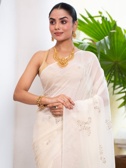 Svara - Golden Mul Cotton Saree