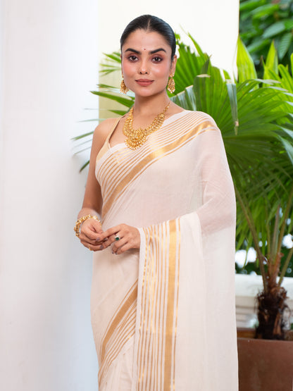 Ponnu -Golden Mul Cotton Saree