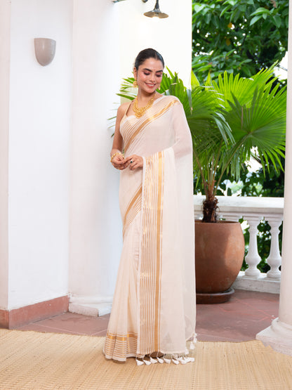 Ponnu -Golden Mul Cotton Saree