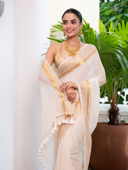 Ponnu -Golden Mul Cotton Saree