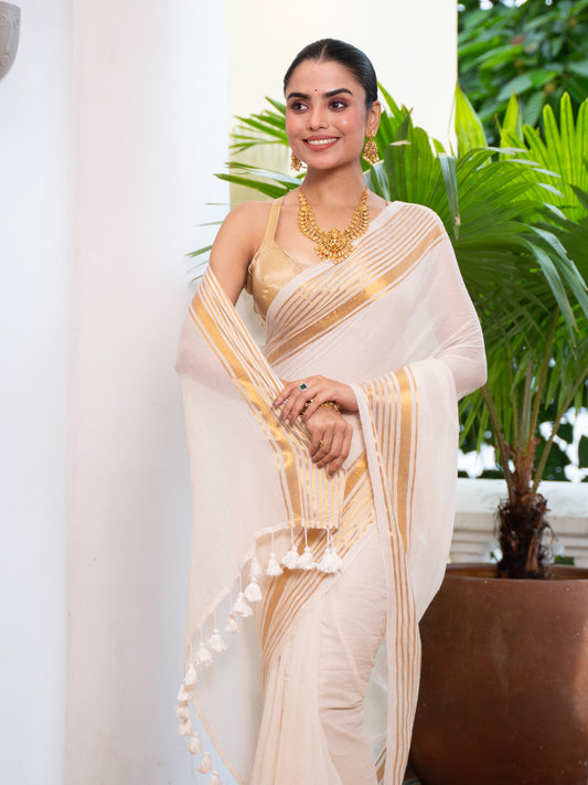 Ponnu -Golden Mul Cotton Saree