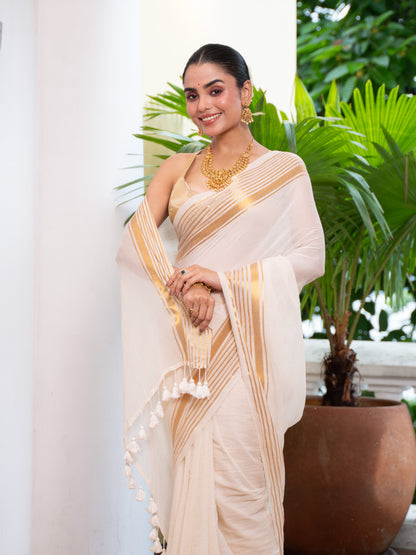 Ponnu -Golden Mul Cotton Saree