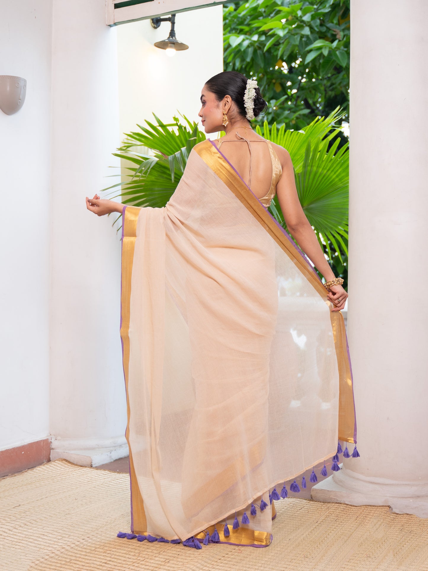 Thumbi -Golden Mul Cotton Saree