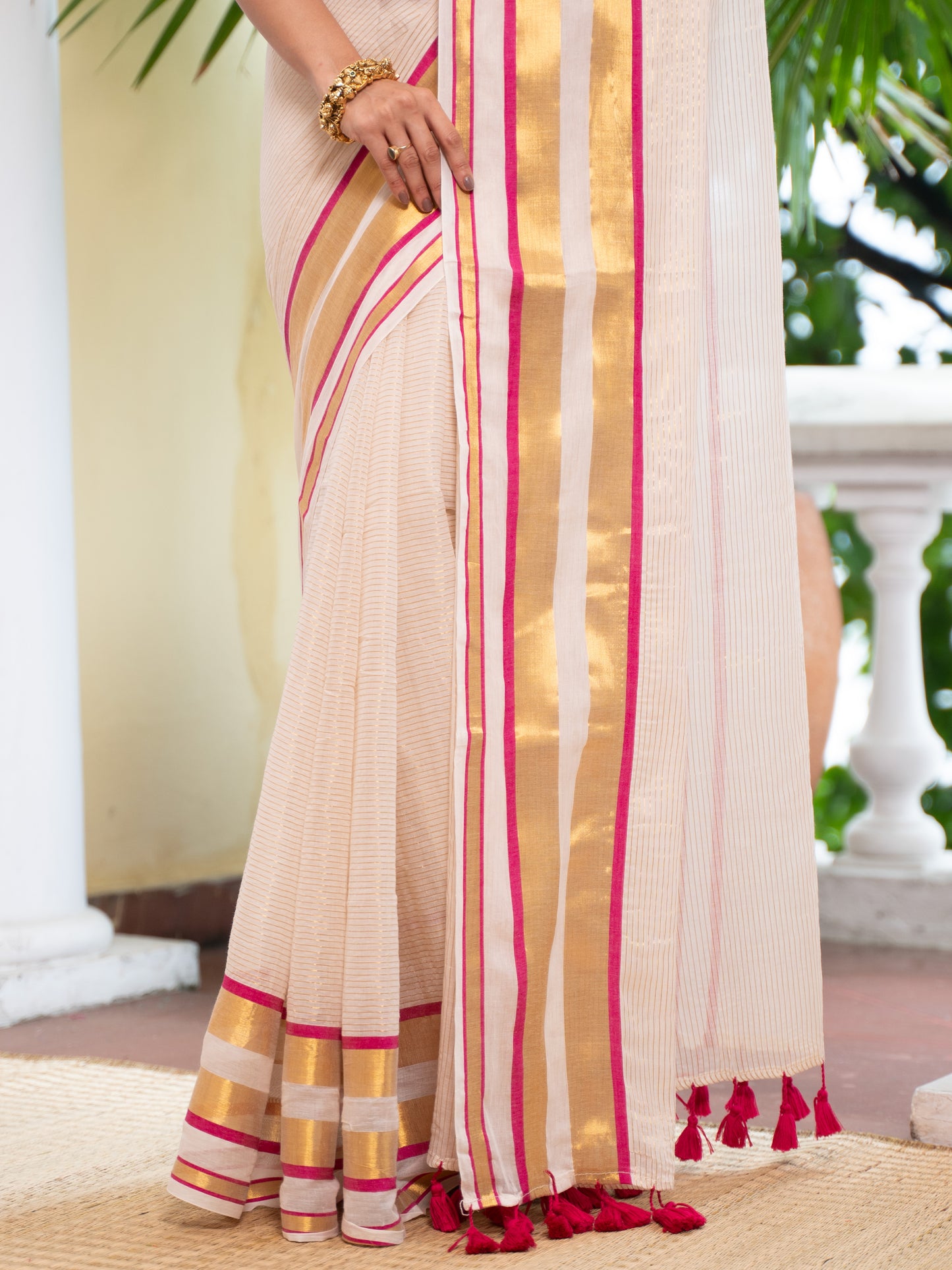 Kairali -Golden Mul Cotton Saree