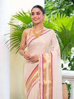 Kairali off white gold zari Kerala kasavu saree from MAYIN India