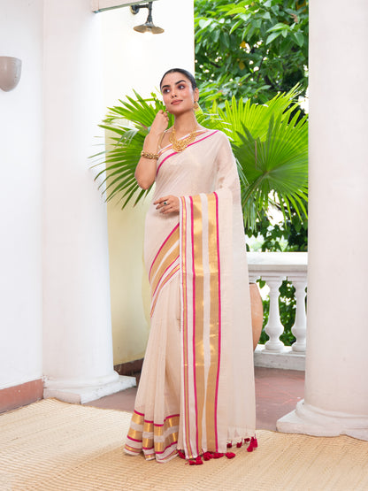 Kairali -Golden Mul Cotton Saree