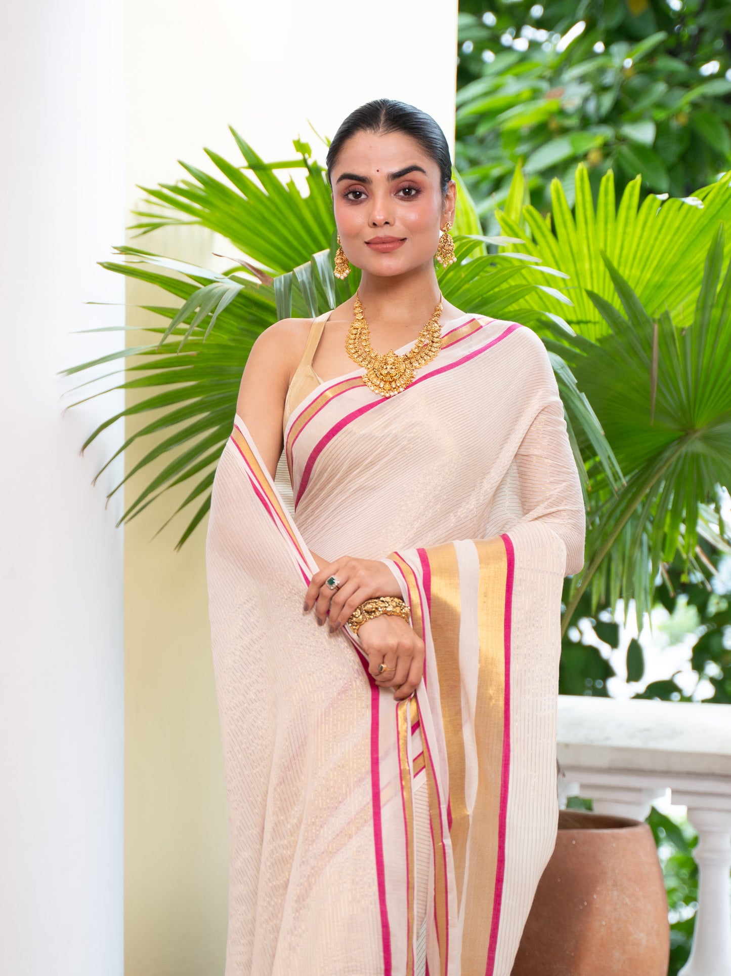 Kairali -Golden Mul Cotton Saree