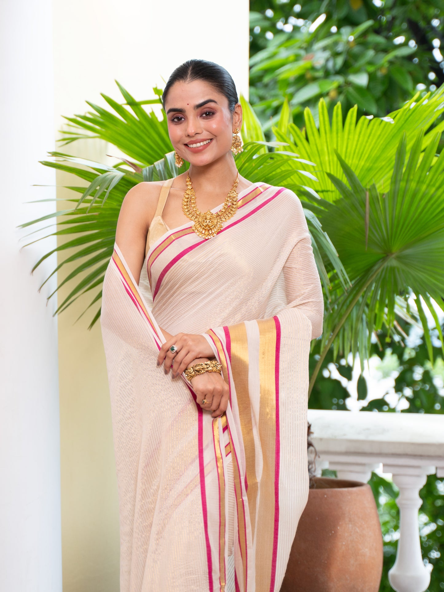 Kairali -Golden Mul Cotton Saree