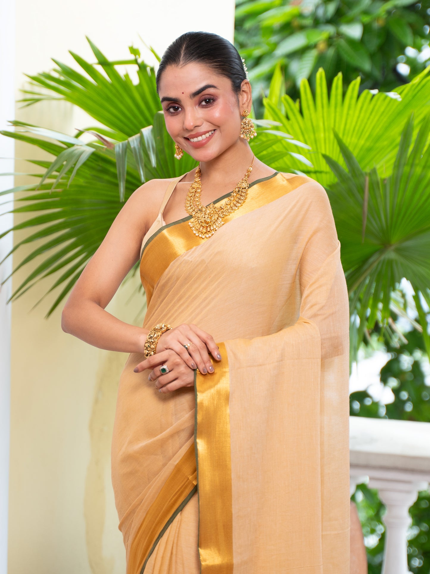 Ponmalar -Golden Mul Cotton Saree