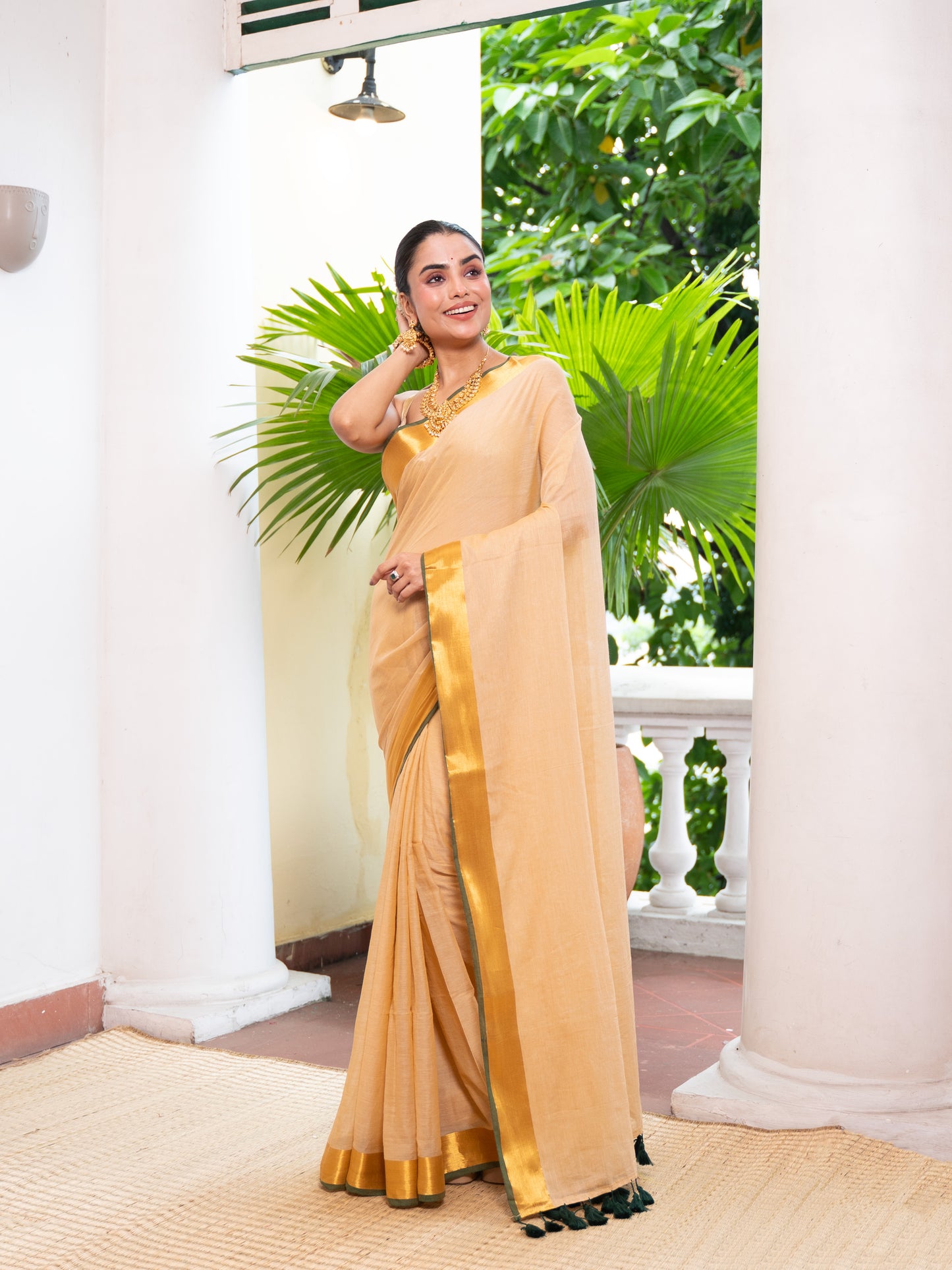 Ponmalar -Golden Mul Cotton Saree