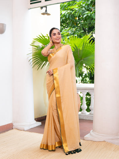 Ponmalar -Golden Mul Cotton Saree