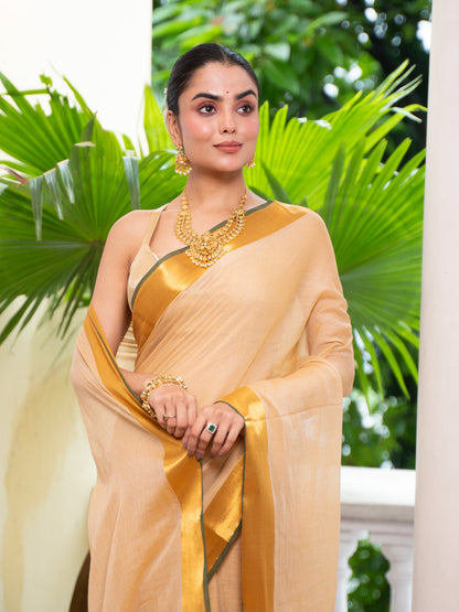 Ponmalar -Golden Mul Cotton Saree