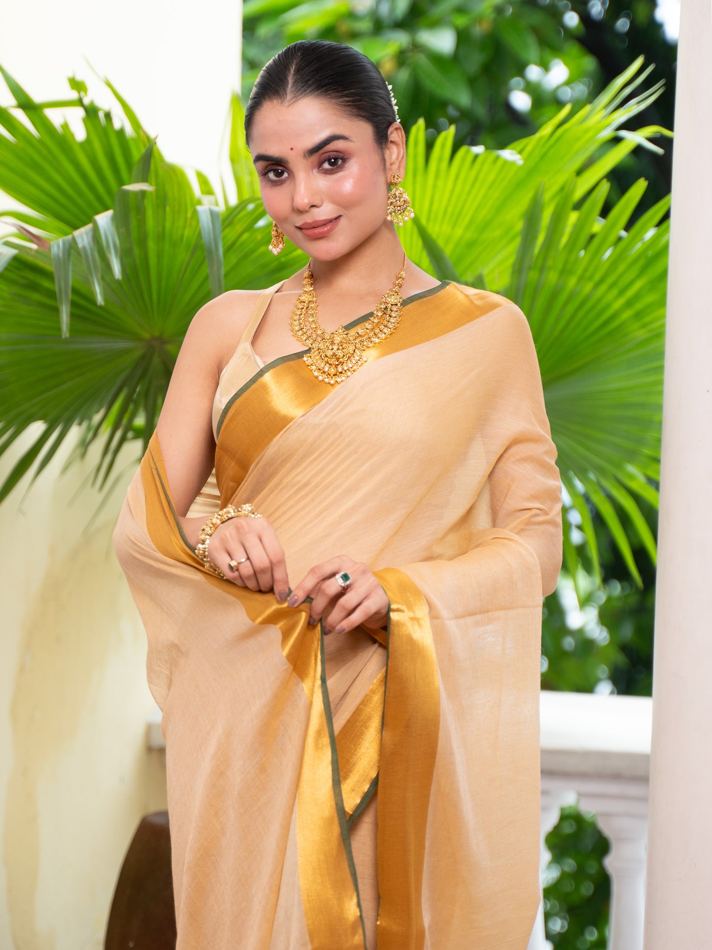 Ponmalar -Golden Mul Cotton Saree