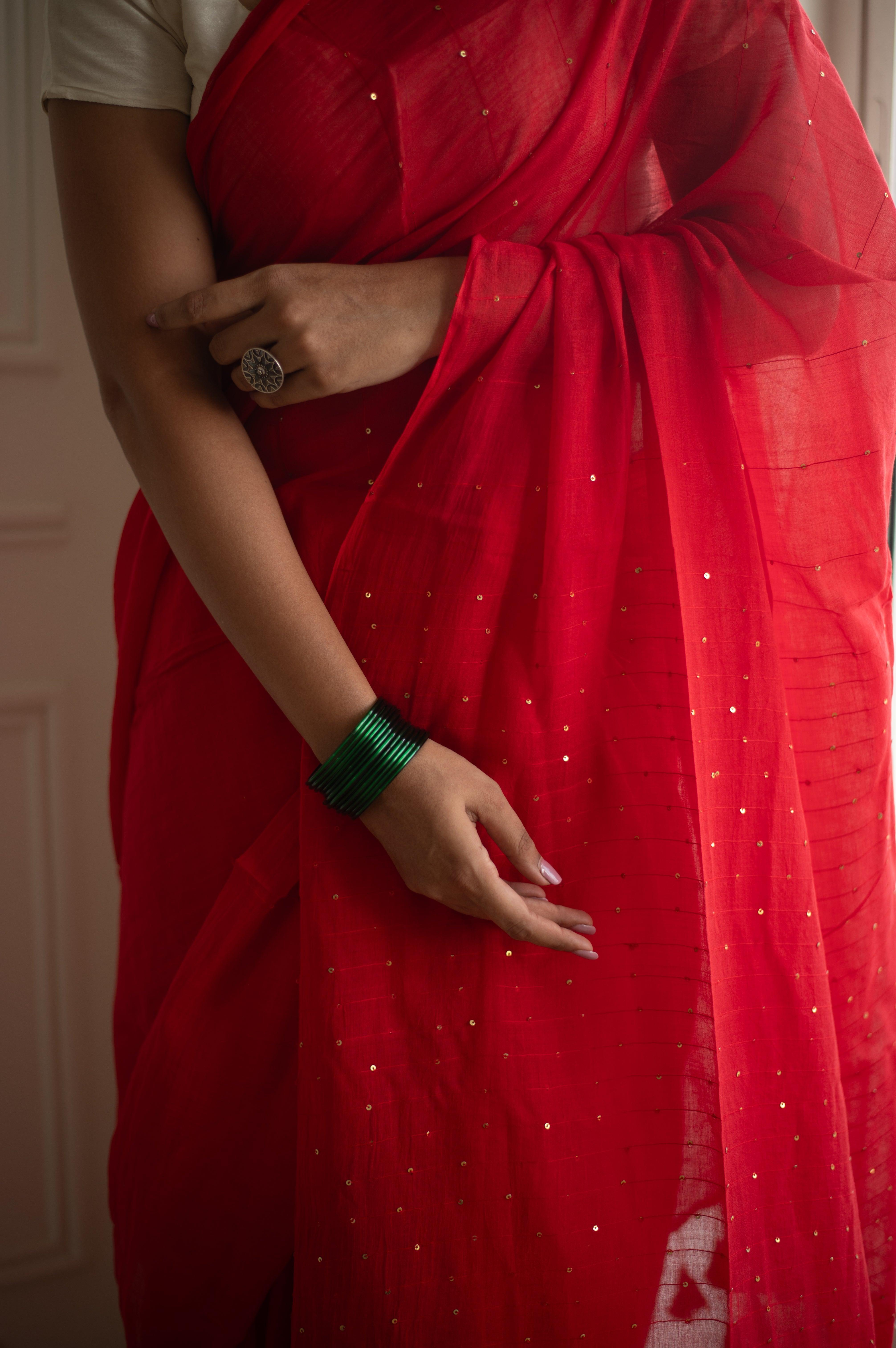Scarlet Sequin Mul Saree Thumbnail