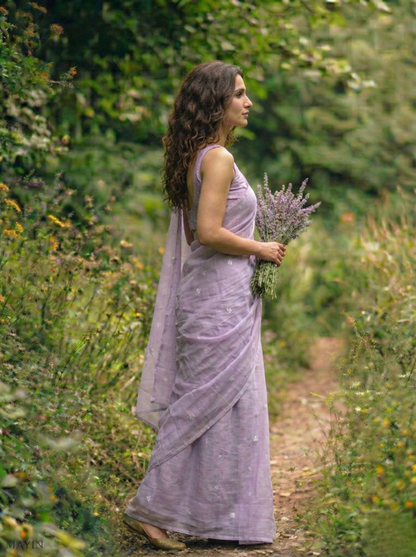 Lilac Bloom Jamdani Saree