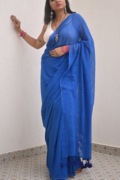 Blue De France Mul Saree