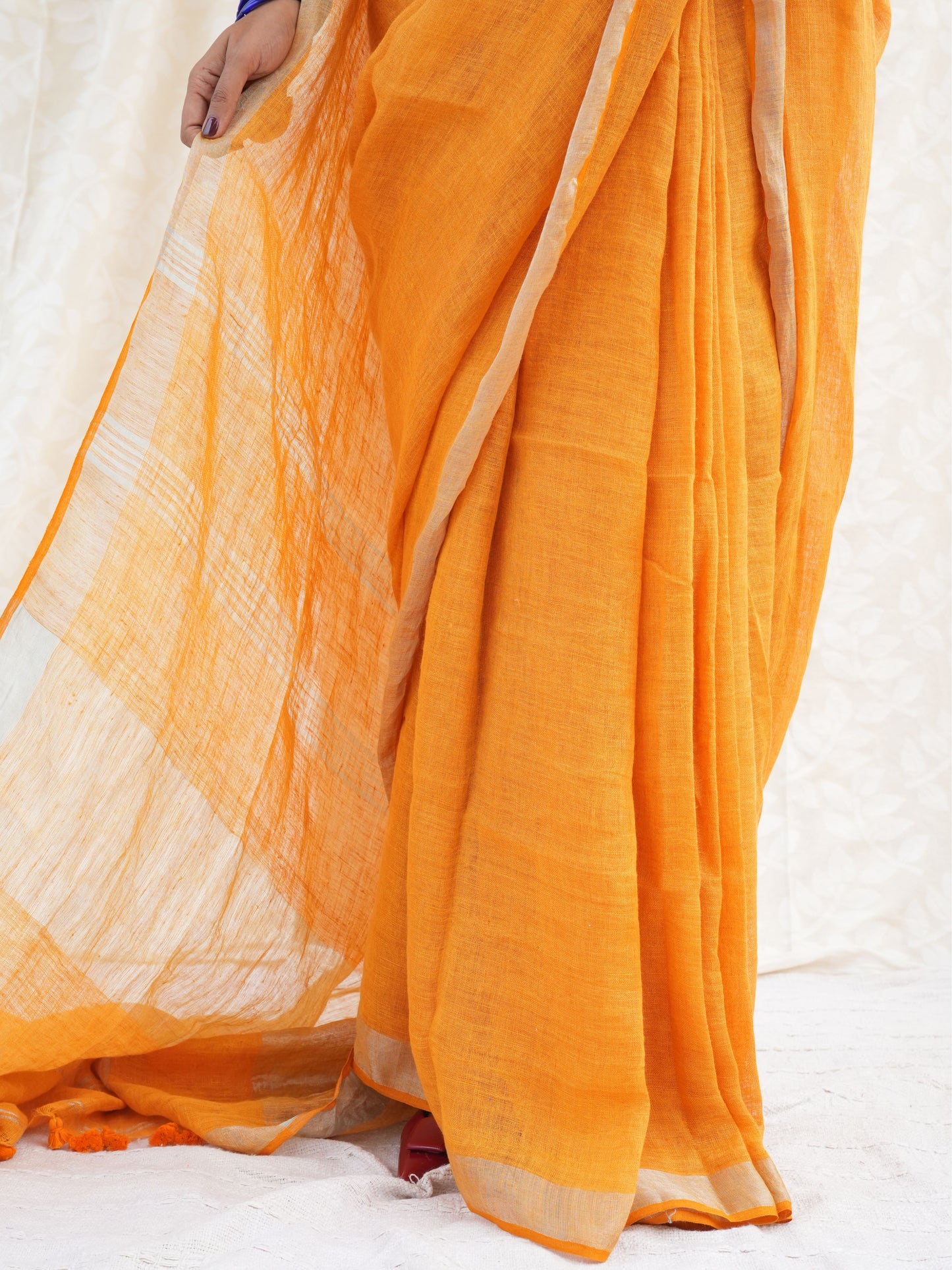 Golden Hour Handloom Linen Saree