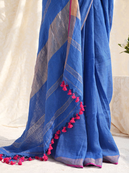 Power Play Handloom Linen Saree