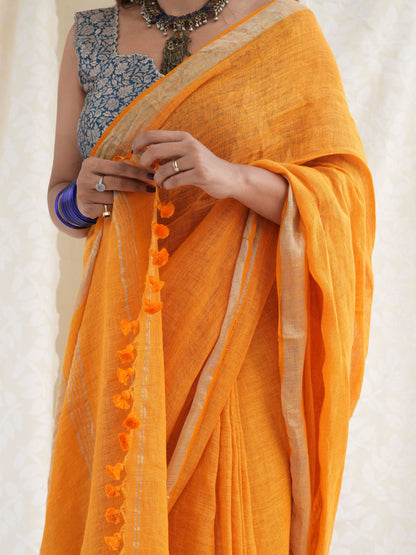 Golden Hour Handloom Linen Saree