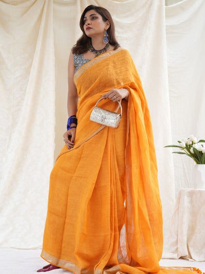 Golden Hour Handloom Linen Saree