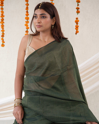 Emerald Zari Mul Saree