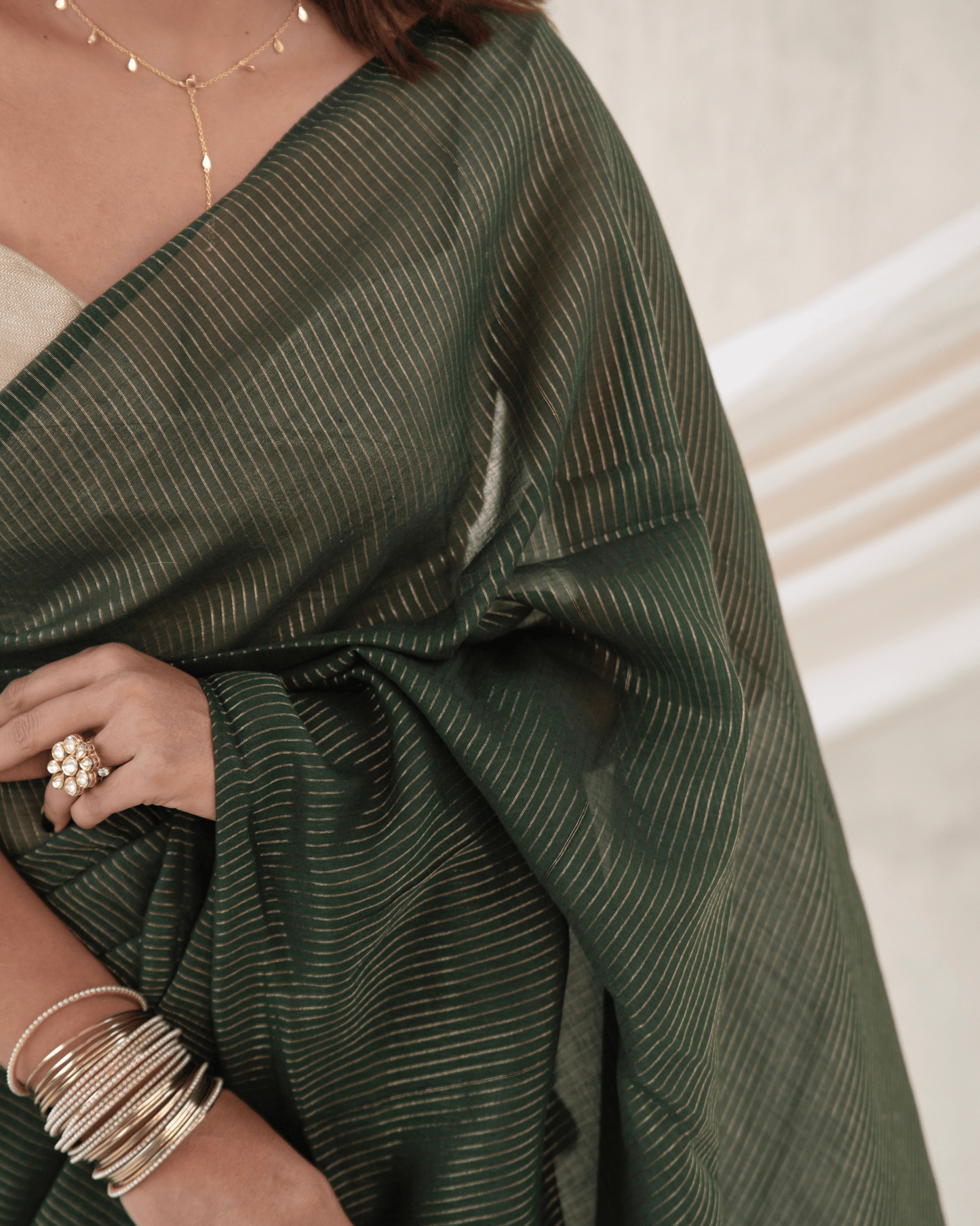 Emerald Zari Mul Saree