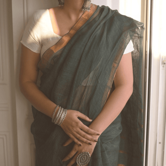Aparna Handloom Zari Linen Saree
