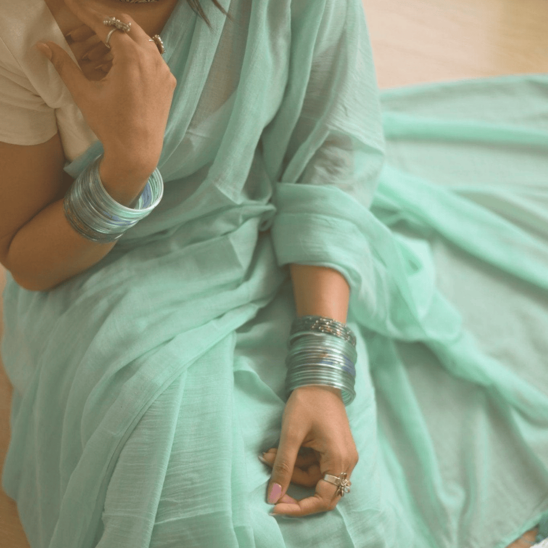 Aquamarine Mul Saree Thumbnail