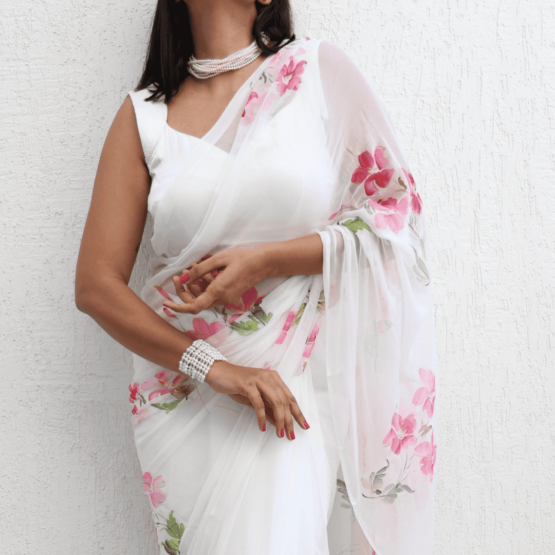 English Primrose Chiffon Saree