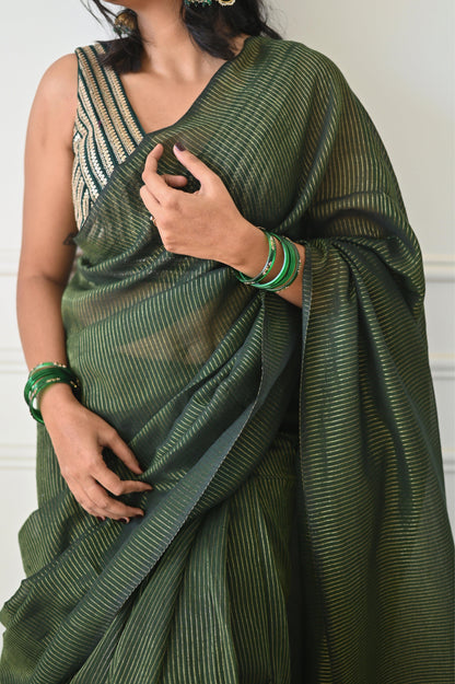 Emerald Zari Mul Saree