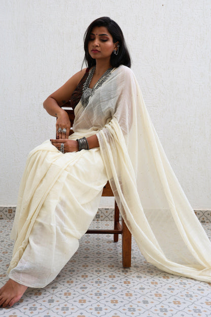 Ebony and Ivory Saree