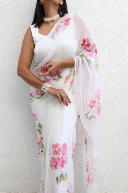 English Primrose Chiffon Saree