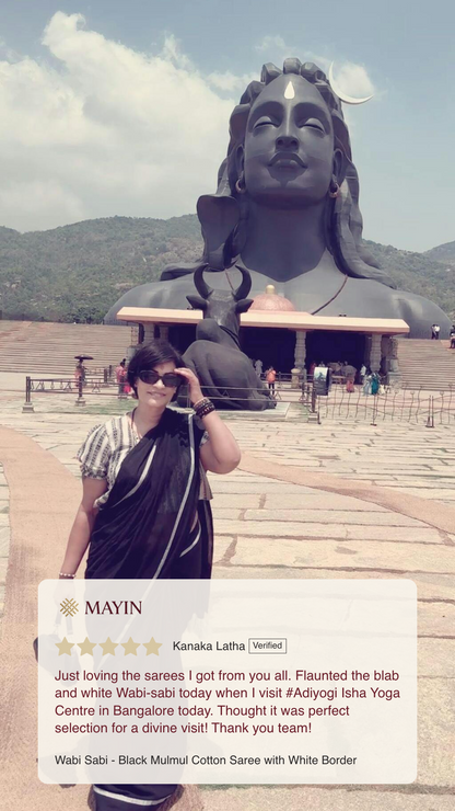 Wabi Sabi - Black Mulmul Cotton Saree with White Border