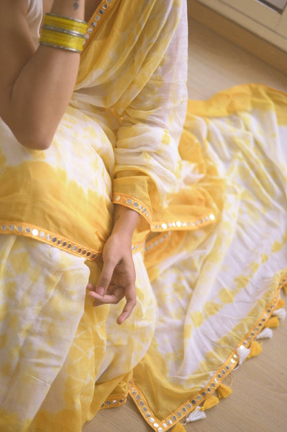 Alphonso Shibori Mul Saree - Mayin India 