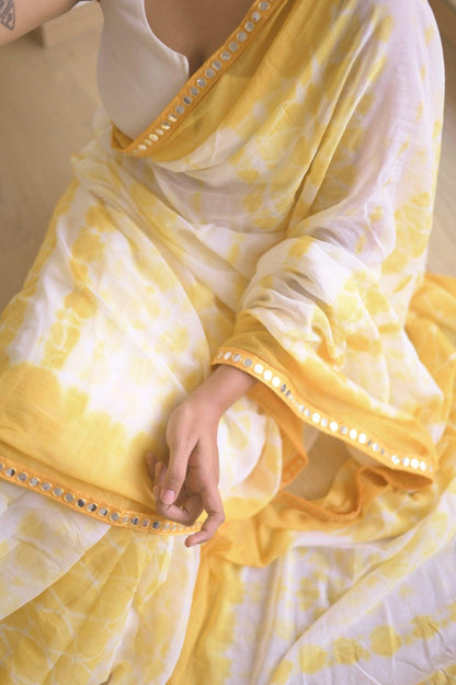 Alphonso Shibori Mul Saree - Mayin India 
