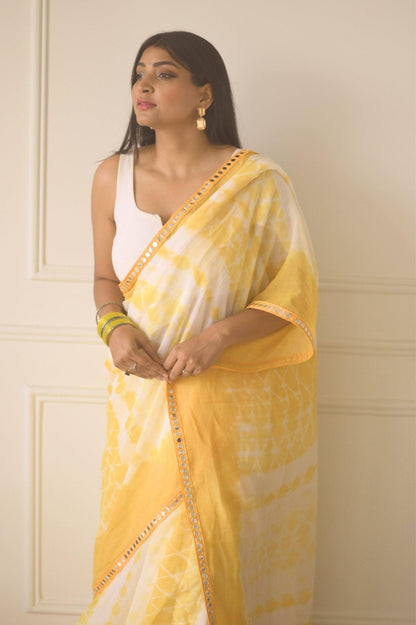 Alphonso Shibori Mul Saree - Mayin India 