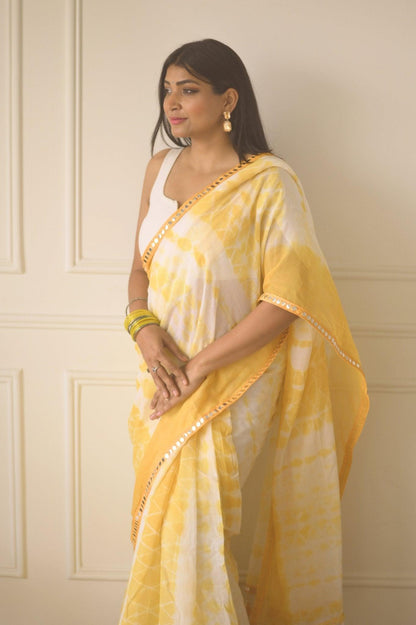 Alphonso Shibori Mul Saree - Mayin India 
